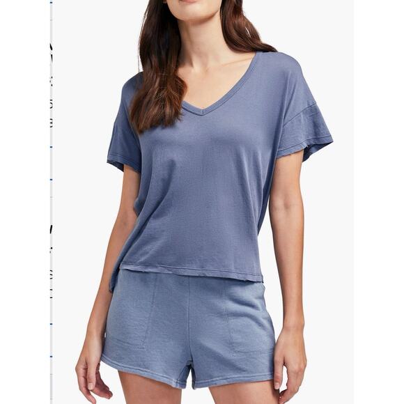 NWT Nordstrom Wildfox Size Small Chrissy V Neck Tee China Blue Short Sleeve New - Picture 1 of 3